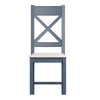 Norfolk Oak & Blue Painted Dining Chair - Cross Back with Natural Check Seat