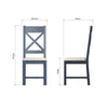 Norfolk Oak & Blue Painted Dining Chair - Cross Back with Natural Check Seat