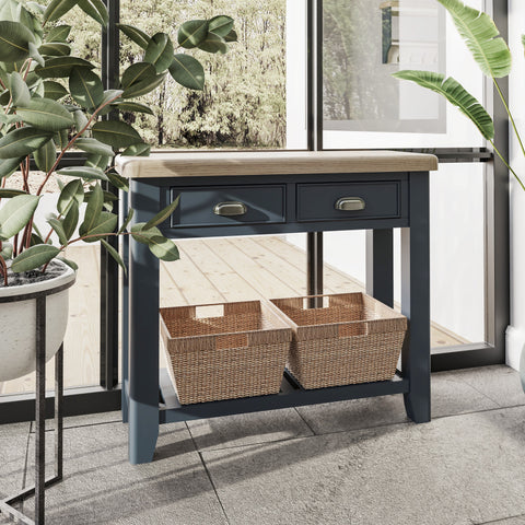 Norfolk Oak & Blue Painted Console Table