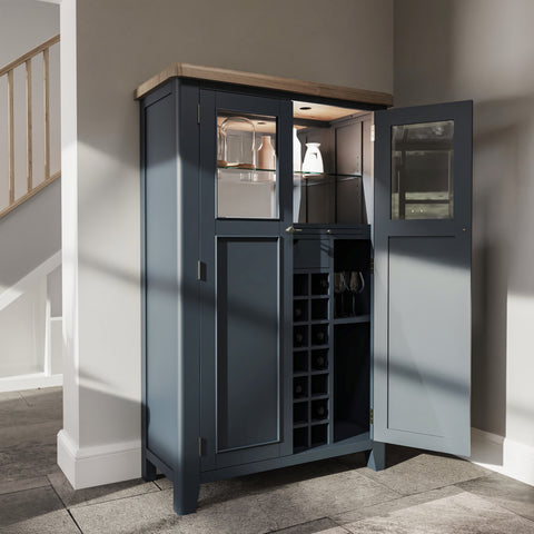 Norfolk Oak & Blue Painted Drinks Cabinet