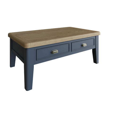 Norfolk Oak & Blue Painted Coffee Table - 2 Drawer