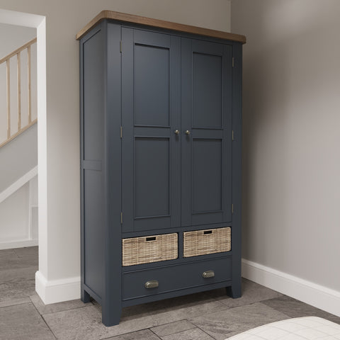 Norfolk Oak & Blue Painted Large Larder Unit