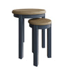 Norfolk Oak & Blue Painted Nest of Tables - Round
