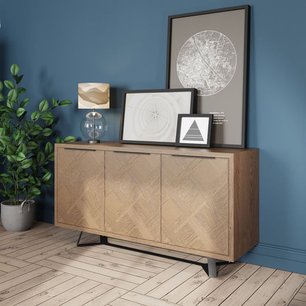 Havana Industrial Oak Sideboard - 3 Door