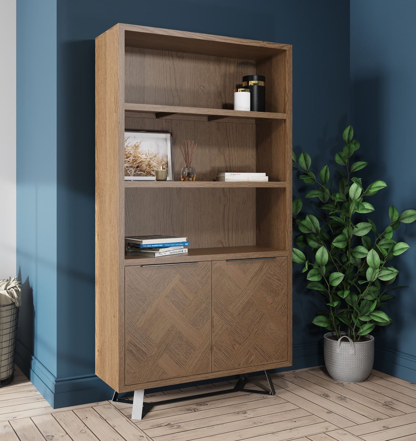 Havana Industrial Oak Bookcase