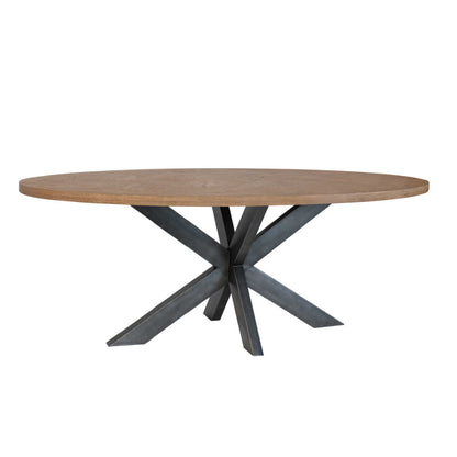 Havana Industrial Oak Dining Table - 2m Oval Dining Table