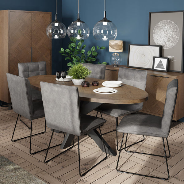 Havana Industrial Oak Dining Table - 2m Oval Dining Table