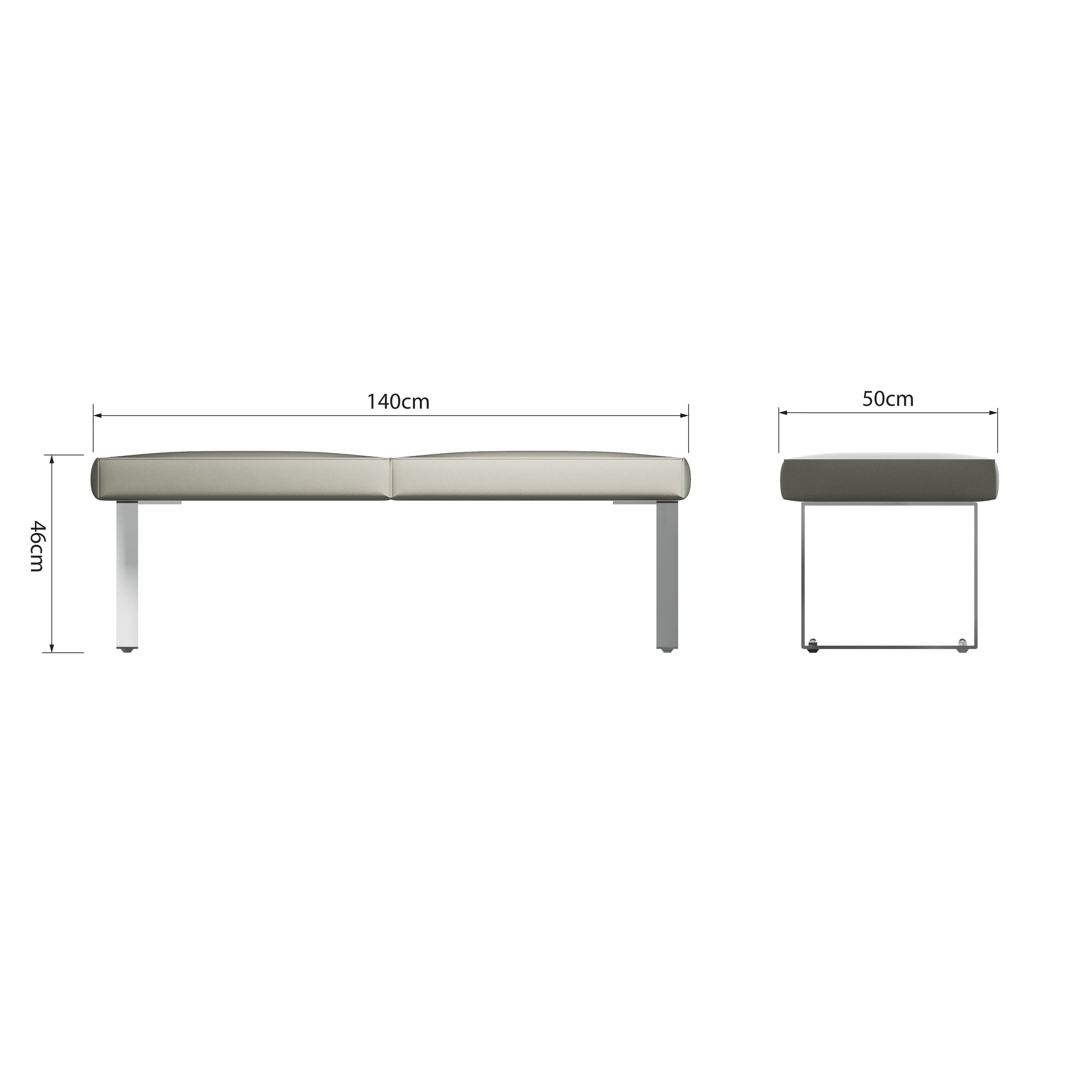 Sloane Oak & Chrome Dining Bench - 1.4m