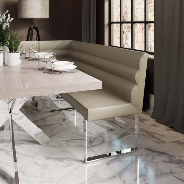 Sloane Oak Chrome Dining Bench 1.8m High Back