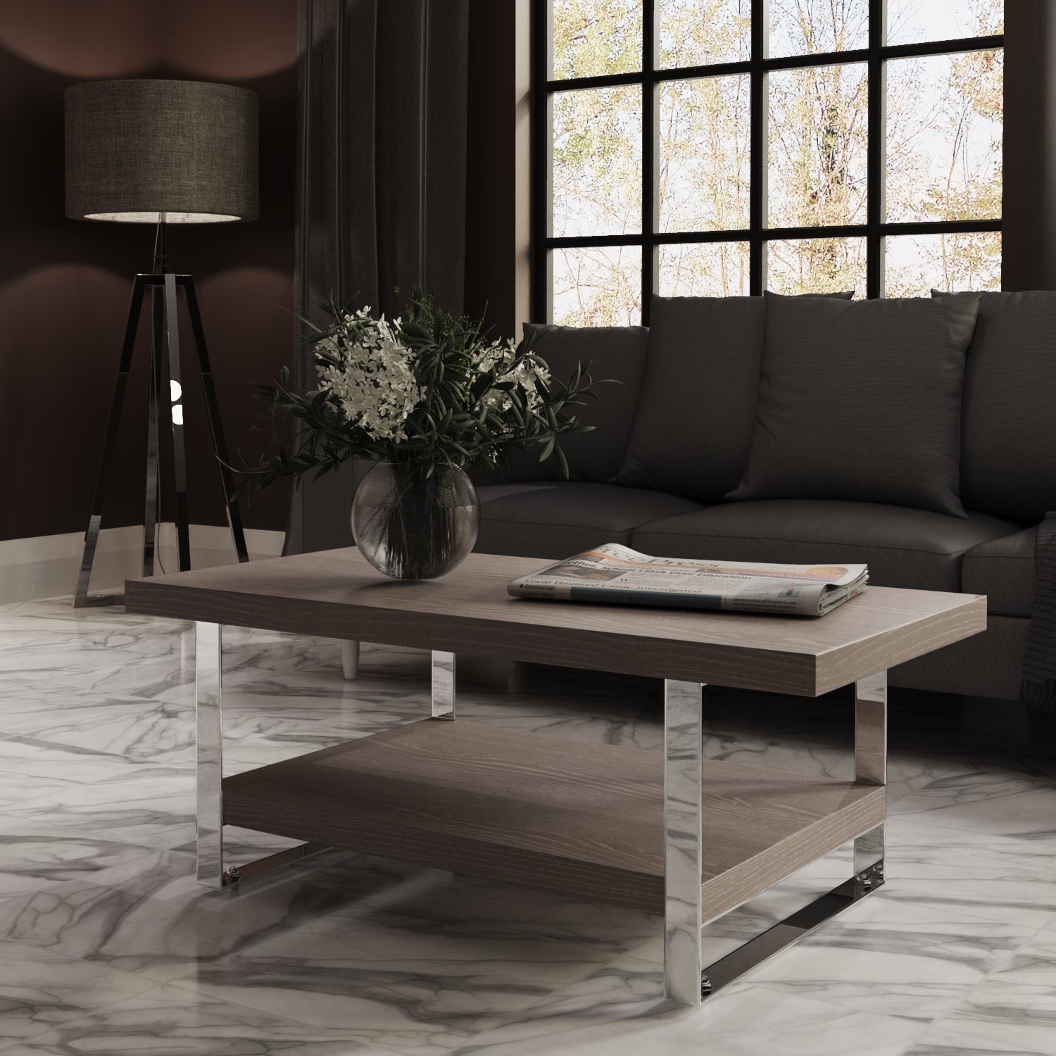 Small chrome coffee table discount