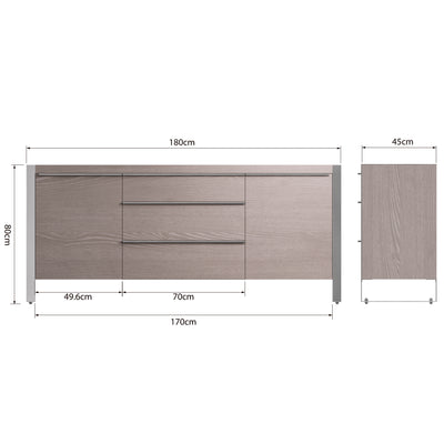 Sloane Oak & Chrome Sideboard - Large