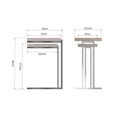 Sloane Oak & Chrome Nest of 2 Tables