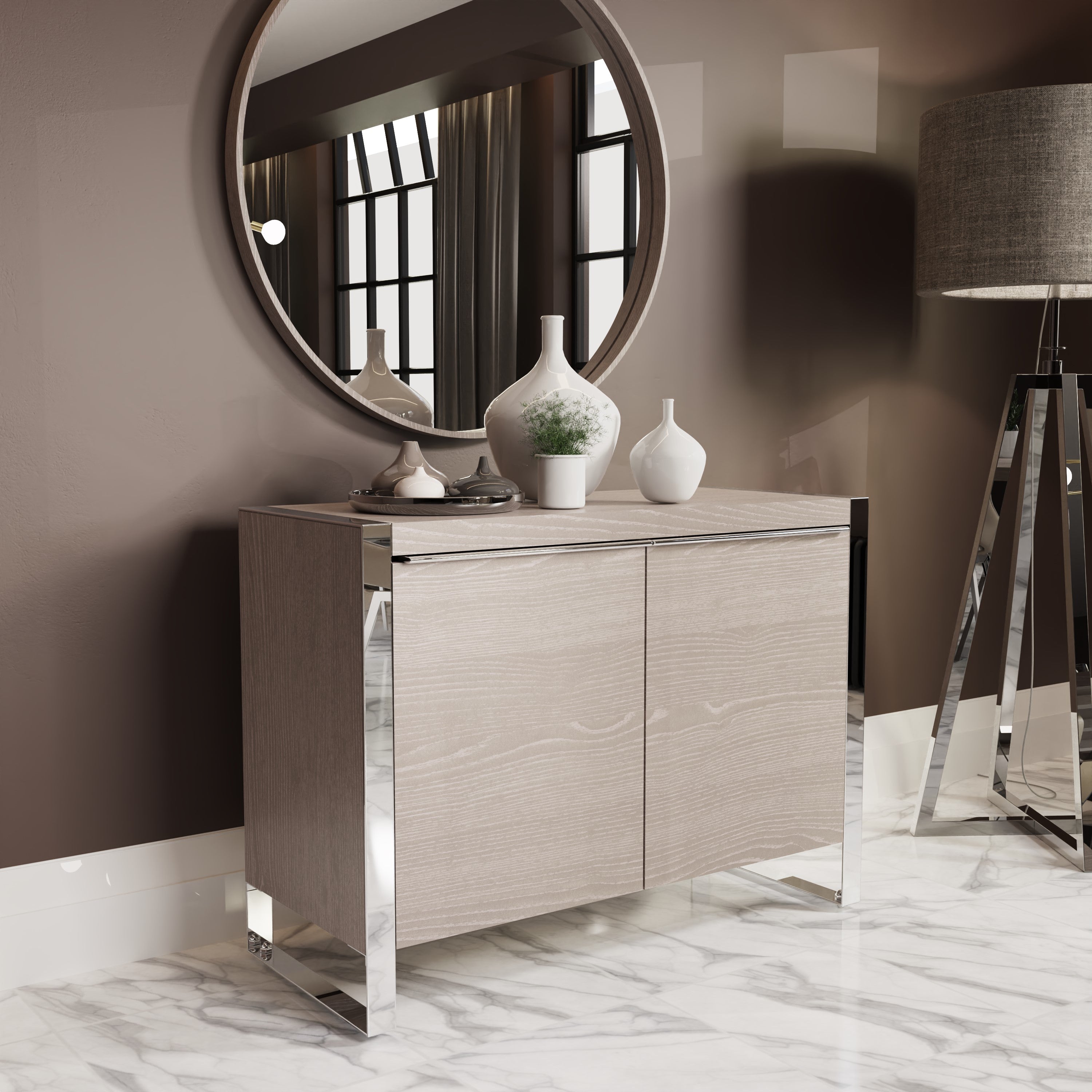Sloane Oak & Chrome Sideboard