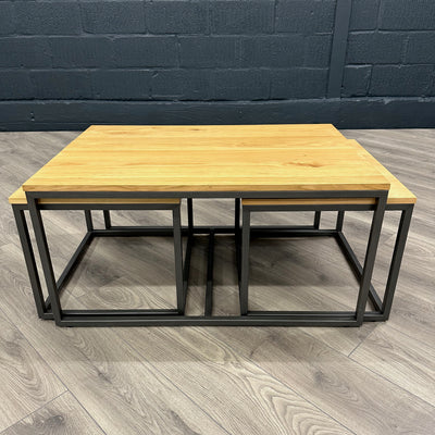 Industrial Oak - Large Nest of 3 Tables