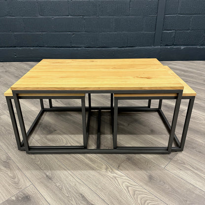 Industrial Oak - Large Nest of 3 Tables