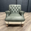 Luxury Forest Green Leather & Fabric Armchair - Showroom Clearance
