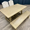Suffolk Grey Oak - 1.6m Table, PLUS 2x Luxury Buttoned Chairs + Bench