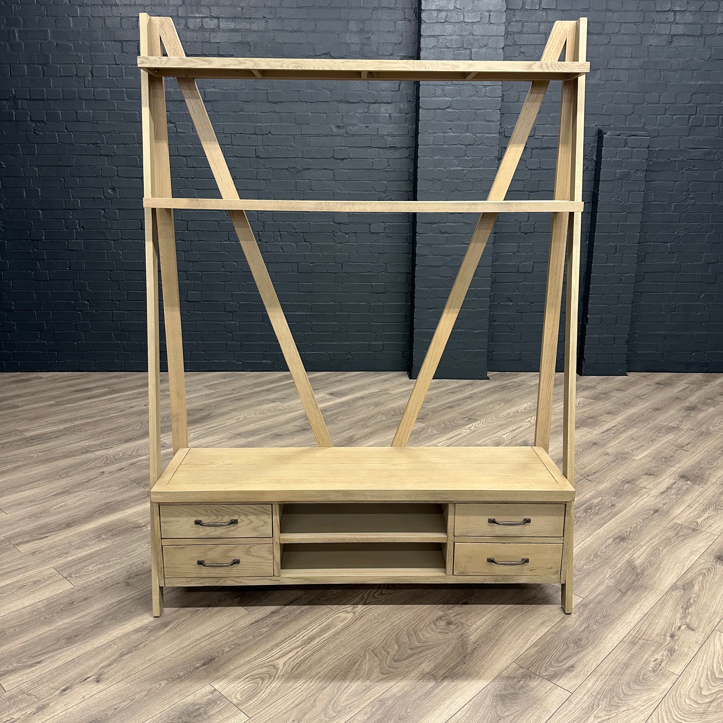 Suffolk Grey Oak - Leaner Bookcase TV Unit