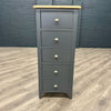 Modena Grey Painted Chest of Drawers - 5 Drawer Narrow - Showroom Clearance