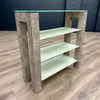 Concrete Style and Glass Low Display Unit Bookcase - Showroom Clearance