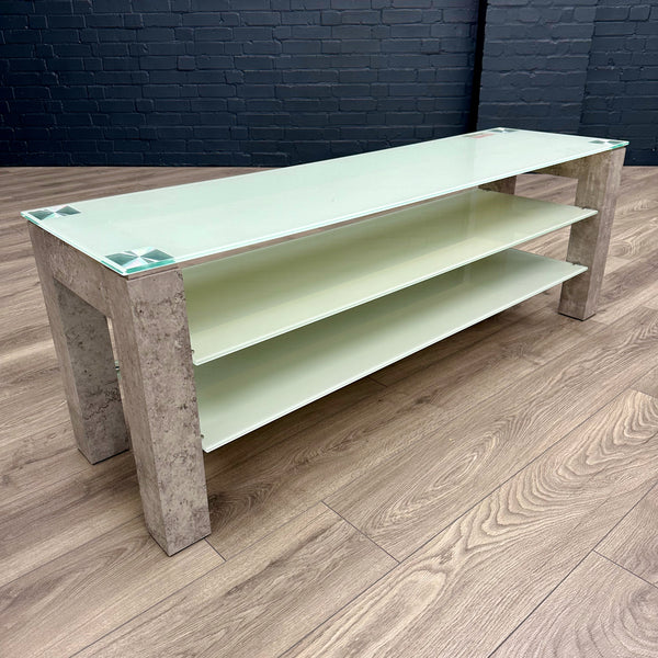 Concrete Style and Glass Large TV Unit - Showroom Clearance