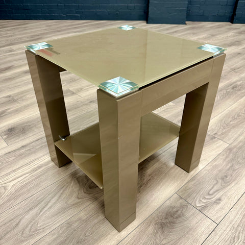 Mocha Gloss & Glass - End Table