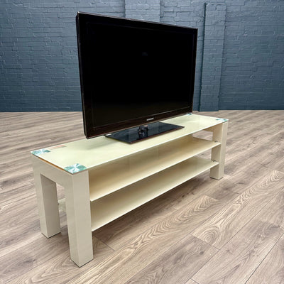 Latte Cream Gloss & Glass - Large TV Unit (140cm)