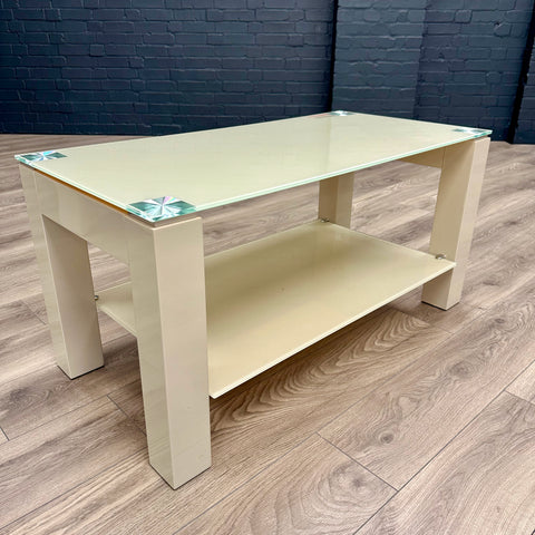Latte Cream Gloss and Glass Coffee Table