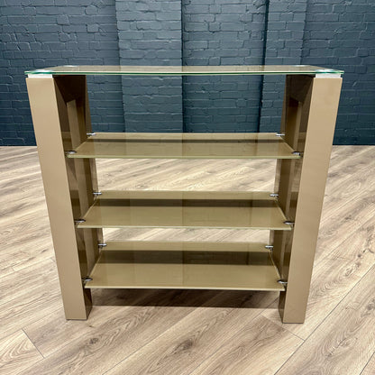 Mocha Gloss & Glass - Low Display Bookcase