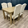 Suffolk Oak 1.25m Extending Table PLUS 4x Luxury Buttoned Back Chairs - Showroom Clearance