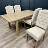 Suffolk Oak 1.25m Extending Table PLUS 4x Luxury Buttoned Back Chairs - Showroom Clearance