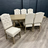 Suffolk Oak 2m Table PLUS 6x Luxury Buttoned Back Chairs - Showroom Clearance