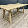 Suffolk Oak 2m Table PLUS 6x Luxury Buttoned Back Chairs - Showroom Clearance