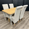 Chalford Oak & Painted - 1.3m Extending Dining Table, PLUS 4x Fabric Chairs