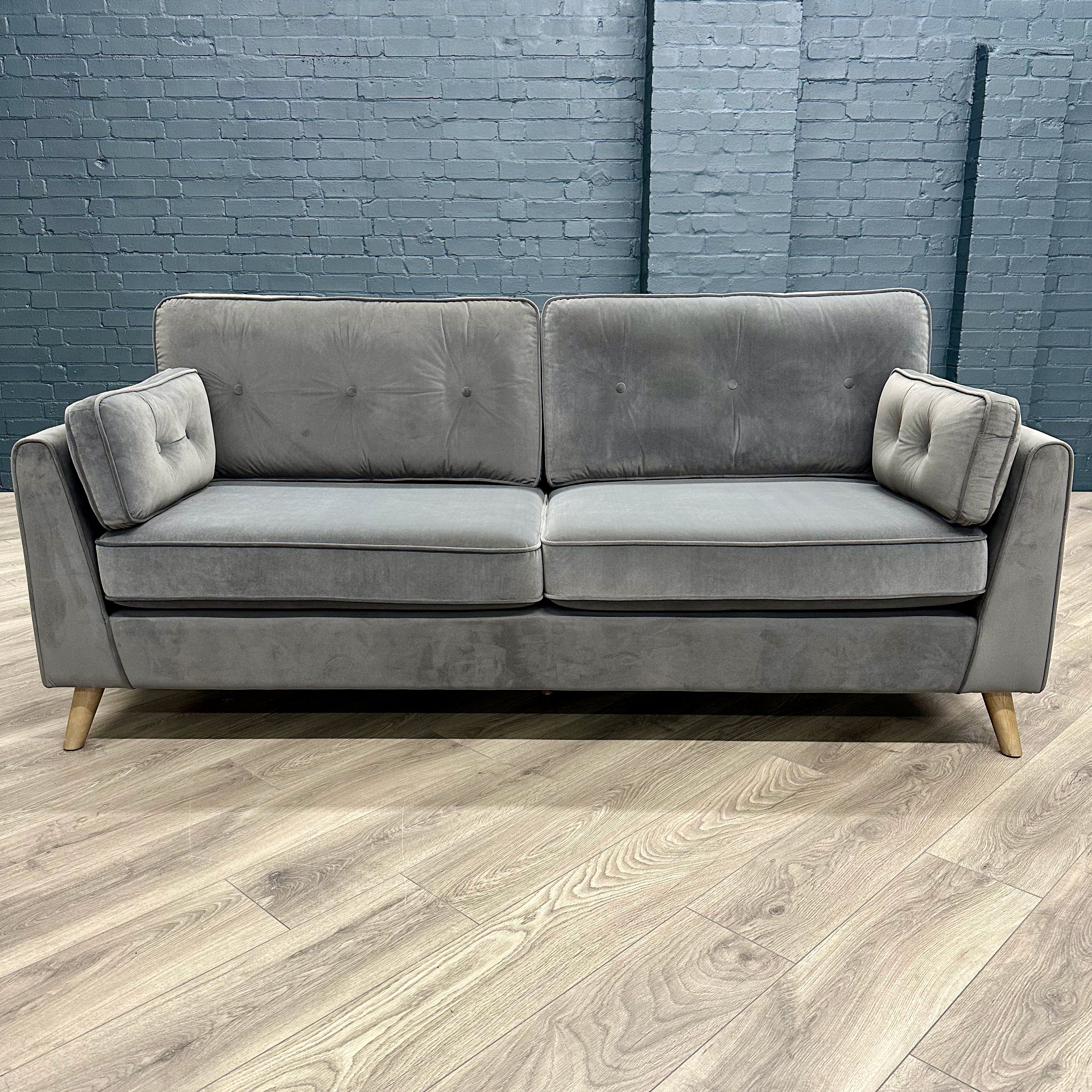 Camden 3 Seater Sofa - Grey Velvet