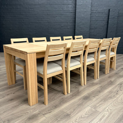 Oslo Premium Oak - XL Extending Dining Table, PLUS 10x Solid Oak Chairs