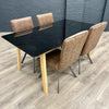 Stockholm Oak & Black Glass - Dining Table, PLUS 4x Chairs