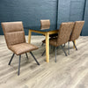 Stockholm Oak & Black Glass - Dining Table, PLUS 4x Chairs