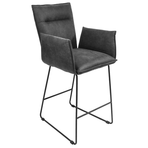 Larson Bar Stool with Arms Grey Suede