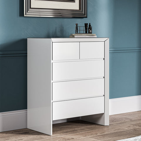 Mint Collection - Arezzo 2 Over 3 Chest of Drawers - Gloss White - Showroom Clearance