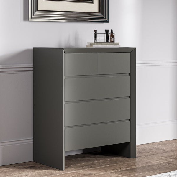 Mint Collection - Arezzo 2 Over 3 Chest of Drawers - Matt Dark Grey - Showroom Clearance