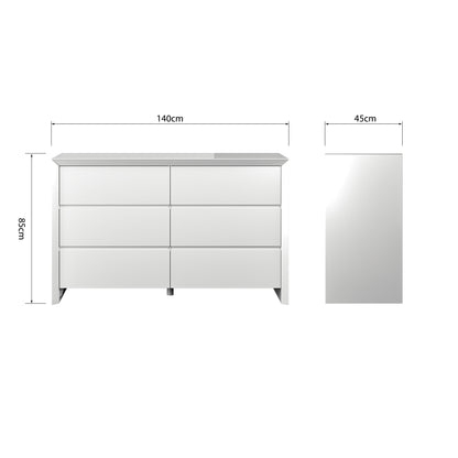 Mint Collection - Arezzo 6 Drawer Chest - Gloss White