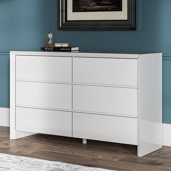 Mint Collection - Arezzo 6 Drawer Chest - Gloss White - Showroom Clearance