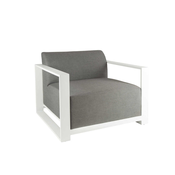 Mambo Del Mar Single Chair - Light Grey Fabric, White Frame