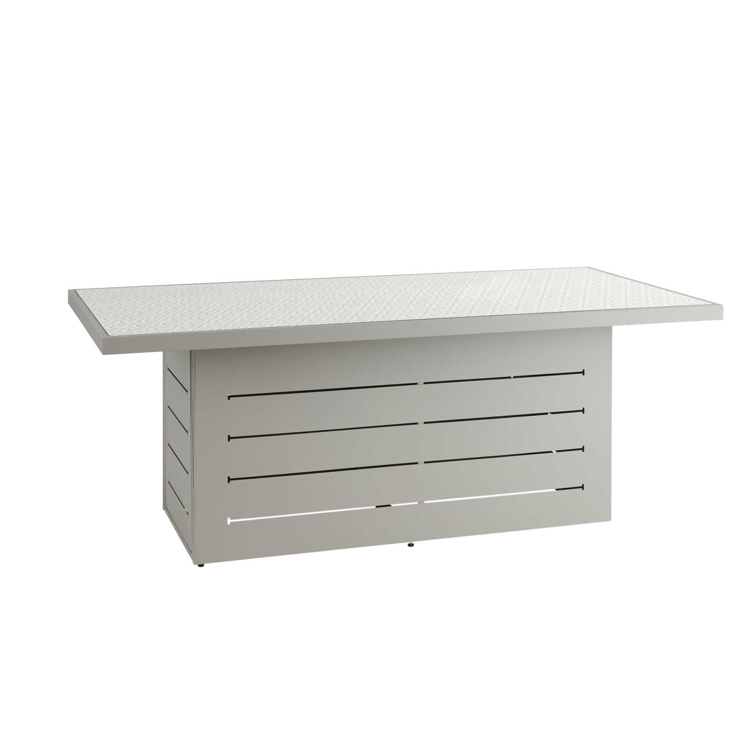 Mambo Santorini Garden Furniture - Aluminium Rectangular Dining Table - Grey with Patterned Top