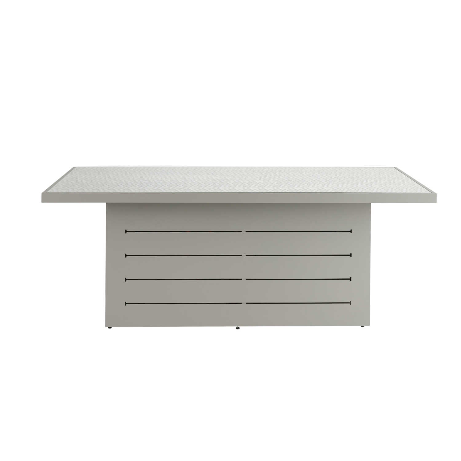 Mambo Santorini Garden Furniture - Aluminium Rectangular Dining Table - Grey with Patterned Top