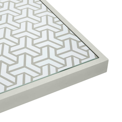 Mambo Santorini Garden Furniture - Aluminium Rectangular Dining Table - Grey with Patterned Top