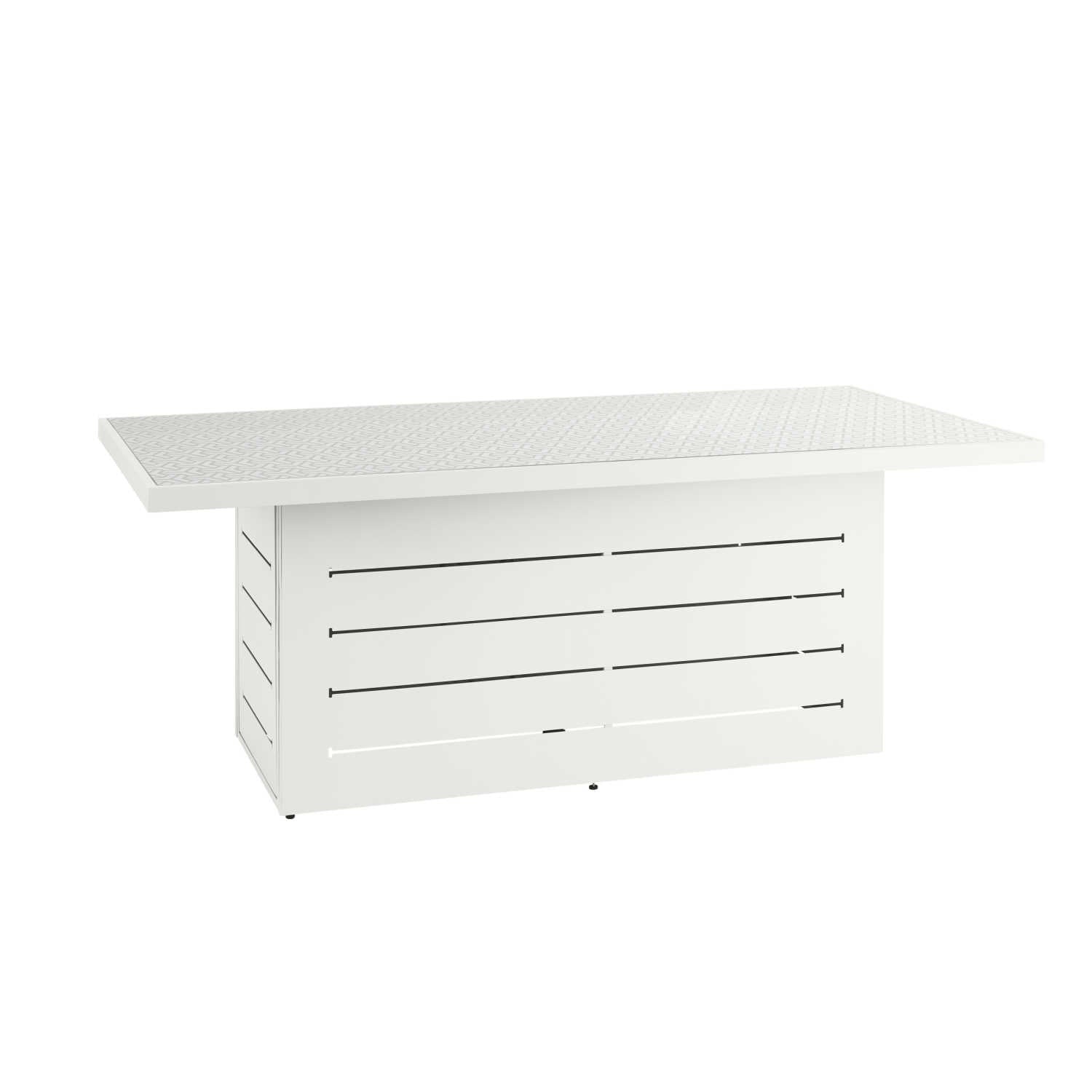 Mambo Santorini Garden Furniture - Aluminium Rectangular Dining Table - White with Patterned Top