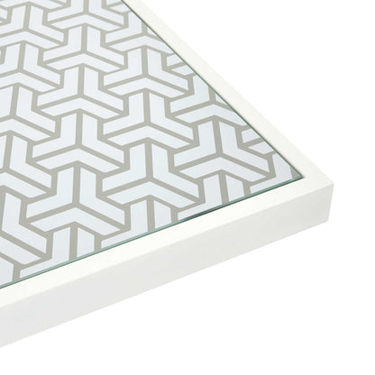 Mambo Santorini Garden Furniture - Aluminium Rectangular Dining Table - White with Patterned Top