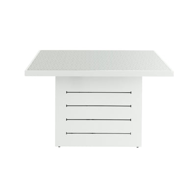 Mambo Santorini Garden Furniture - XL, Aluminium Square Dining Table - White with Patterned Top